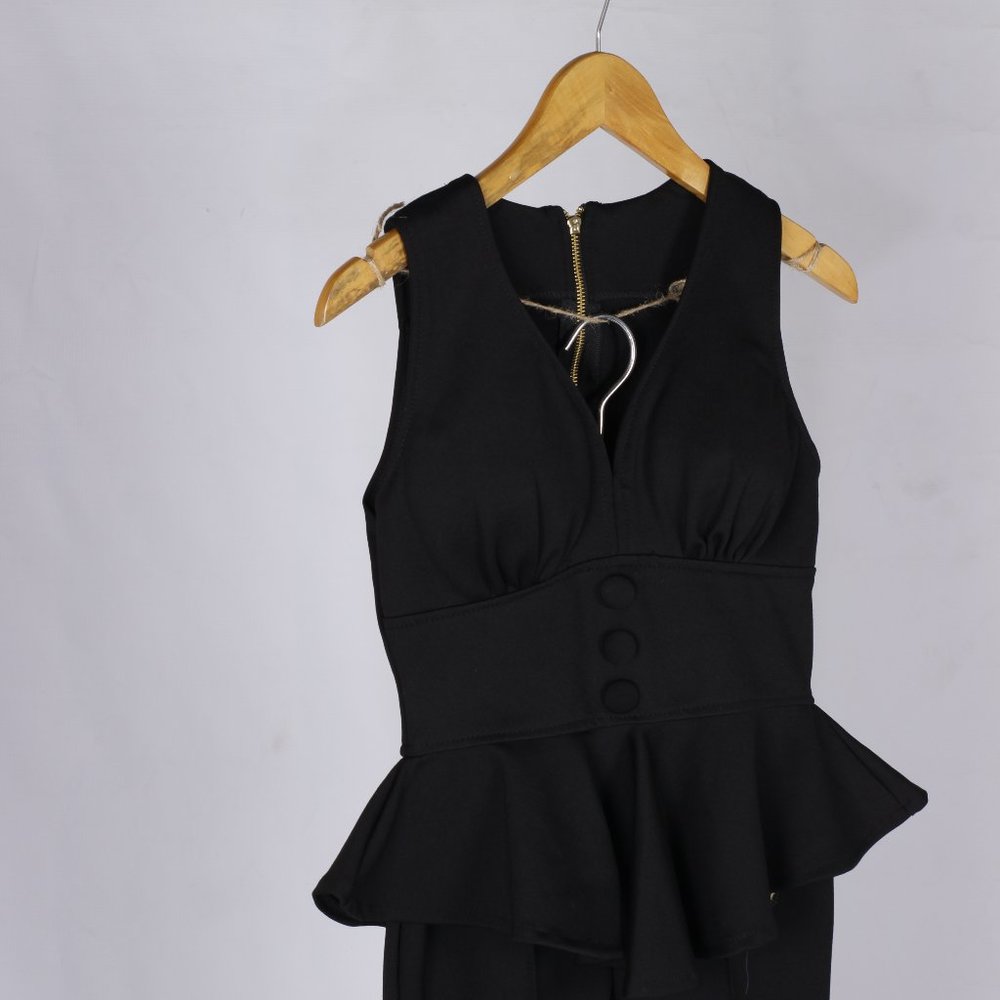 Women O-ring Side Cutouts and Bubble Sleeves Cut Out Dress